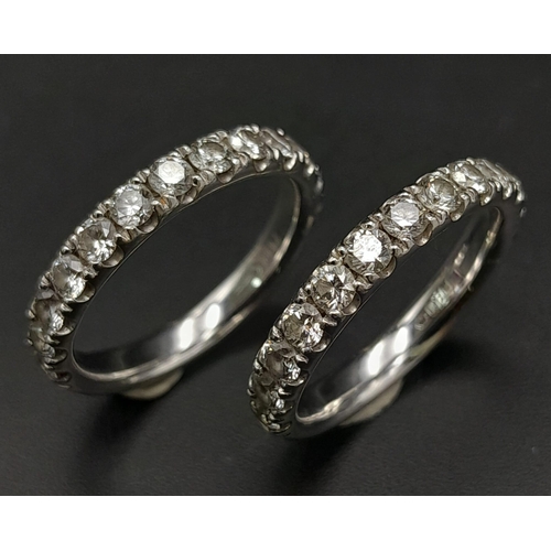 277 - Two 950 Platinum Diamond Half Eternity Rings. Both have quality round cut stones with approx 2.8ctw ... 