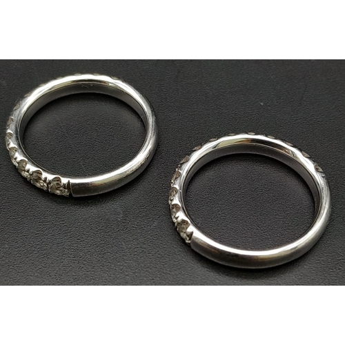 277 - Two 950 Platinum Diamond Half Eternity Rings. Both have quality round cut stones with approx 2.8ctw ... 