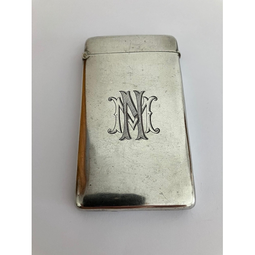 308 - Antique SILVER CARD CASE having clear hallmark for Matthew John Jessop, London 1902. Monogram to fro... 