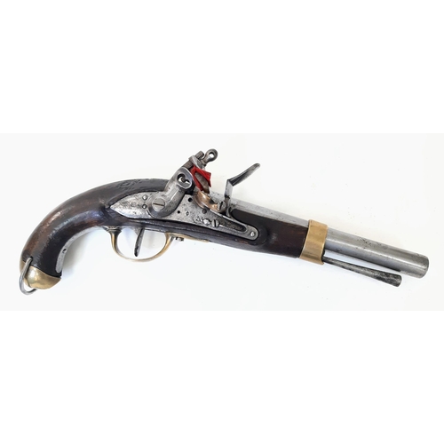 41 - French Napoleonic 1 st Empire 1796 Pattern Naval Flint Lock Pistol. Nice lock action. Lots of Naval ... 