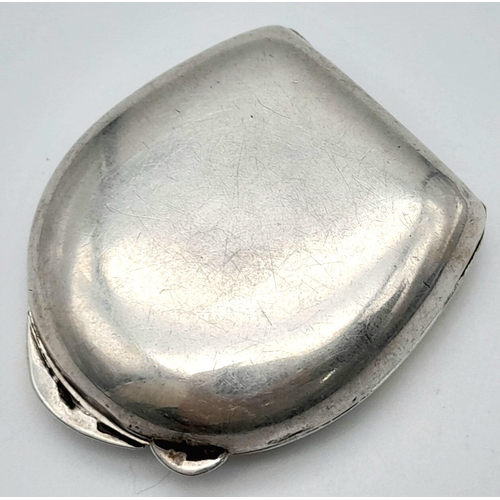 229 - 3 rd Reich .800 Silver Horseshoe Shaped Snuff Box. Hand Engraved with the insignia of the 8 th SS Ca... 