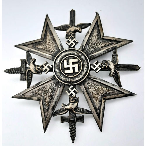 56 - German Condor Legion Silver Grade Spanish War Cross. Made by Assman circa 1940 as a replacement.