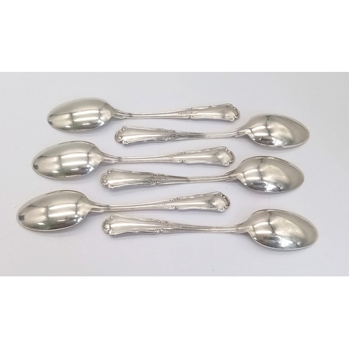 222 - Set of 6 .800 Silver Small Waffen SS Coffee Spoons.