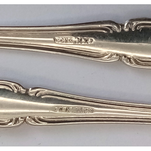 222 - Set of 6 .800 Silver Small Waffen SS Coffee Spoons.