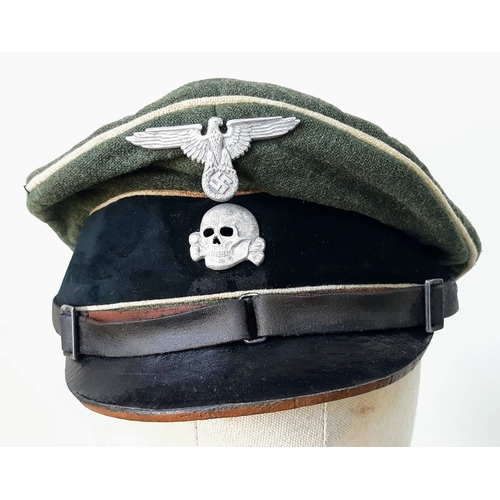 91 - WW2 German Waffen SS Nco’s Field Crasher Visor Cap from a Panzer Unit