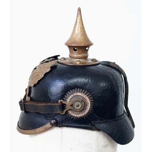 20 - WW1 1895 Model Imperial German Pickelhaube with chinstrap and cockles. Unit marked to the 70 th (Rhe... 