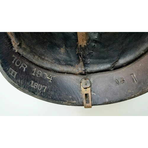 20 - WW1 1895 Model Imperial German Pickelhaube with chinstrap and cockles. Unit marked to the 70 th (Rhe... 