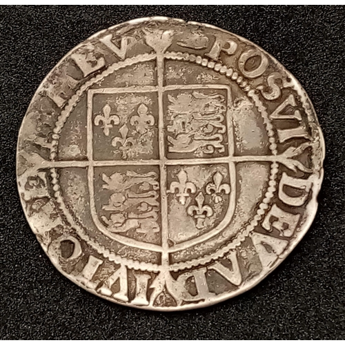 221 - A 1590-1592 Elizabeth I Silver Hammered Shilling, mm. Hand. Please see photos for conditions.