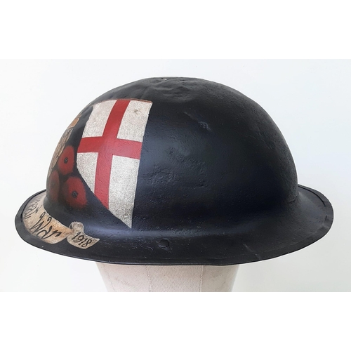 267 - WW1 British Brodie Helmet with Post War Memorial Painting.