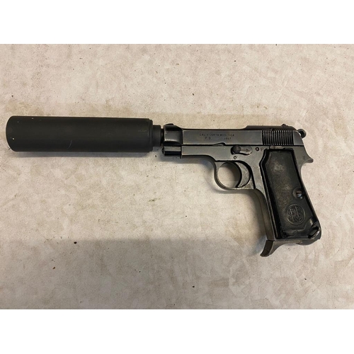 286 - A Deactivated Model 34 Beretta with Silencer/Suppressor. This semi-automatic 9mm calibre pistol has ... 