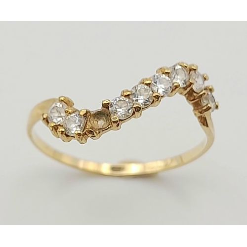 296 - Two 9 K yellow gold rings with cubic zirconia, size: J, total weight: 1.6 g.