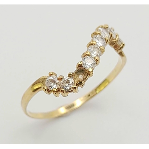 296 - Two 9 K yellow gold rings with cubic zirconia, size: J, total weight: 1.6 g.