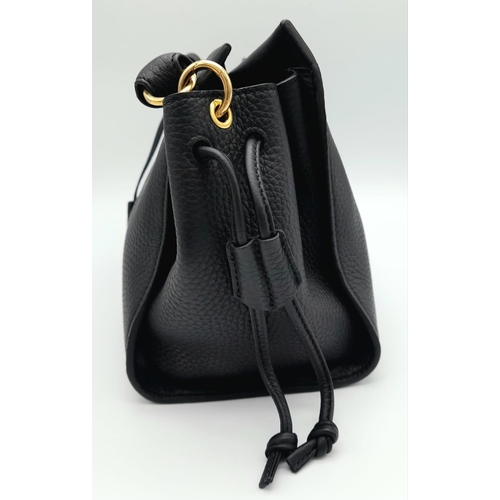 62 - The Mulberry Midnight-Black Iris small Shoulder bag. Braided top handle, detachable fob with foil-em... 