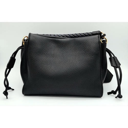 62 - The Mulberry Midnight-Black Iris small Shoulder bag. Braided top handle, detachable fob with foil-em... 