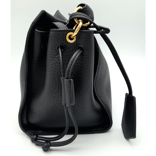 62 - The Mulberry Midnight-Black Iris small Shoulder bag. Braided top handle, detachable fob with foil-em... 