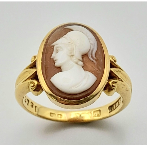 75 - A Vintage 18K Yellow Gold Cameo Ring. Size N. 5.4g total weight.