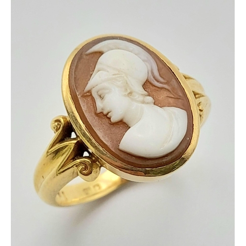 75 - A Vintage 18K Yellow Gold Cameo Ring. Size N. 5.4g total weight.