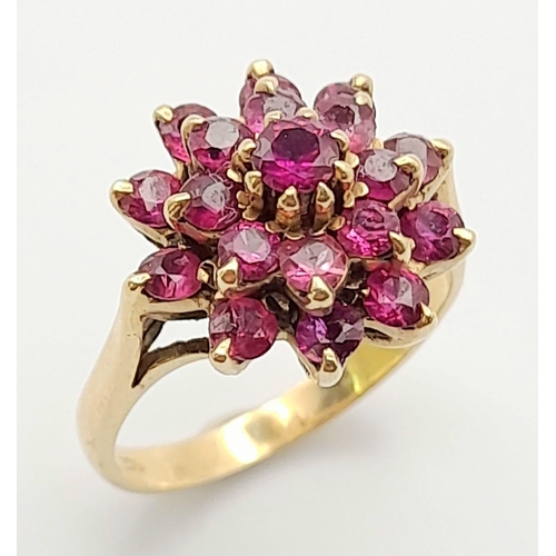 89 - A Vintage 9K Yellow Gold Pink Topaz Cluster Ring. Size J.
3.75g total weight