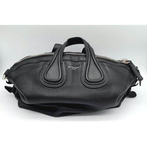 115 - A Givenchy Black Grained Leather Nightingale Shoulder Bag. Come with a detachable shoulder strap. Si... 