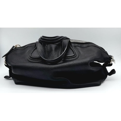 115 - A Givenchy Black Grained Leather Nightingale Shoulder Bag. Come with a detachable shoulder strap. Si... 