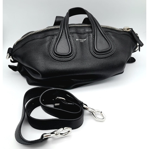 115 - A Givenchy Black Grained Leather Nightingale Shoulder Bag. Come with a detachable shoulder strap. Si... 