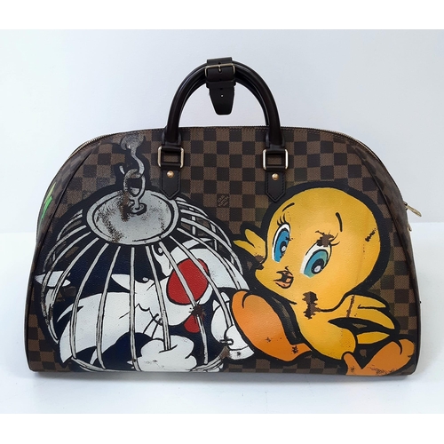 A Rare Louis Vuitton 'Tweedy Pie' Speedy Luggage Bag. Checked LV canvas  exterior with Tweedy Pie dec