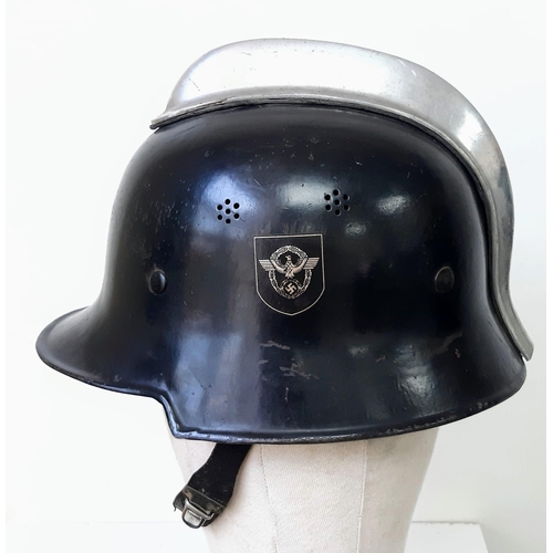 299 - WW2 WWII German M34 Double Decal Feuerschutzpolizei (Fire Protection Police) Helmet