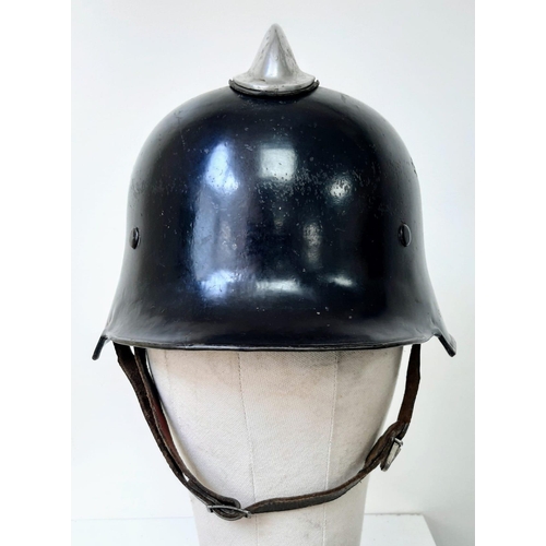 299 - WW2 WWII German M34 Double Decal Feuerschutzpolizei (Fire Protection Police) Helmet