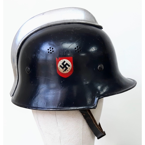 299 - WW2 WWII German M34 Double Decal Feuerschutzpolizei (Fire Protection Police) Helmet