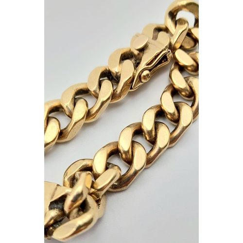 31 - A Vintage 9K Yellow Gold Chunky Curb Link Identity Bracelet. If your name is Charles it's your lucky... 