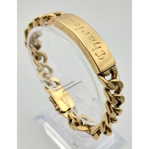 31 - A Vintage 9K Yellow Gold Chunky Curb Link Identity Bracelet. If your name is Charles it's your lucky... 