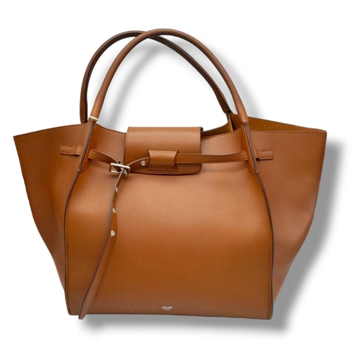 37 - A large Celine Brown Leather Tote Bag. Come with an original card. 2 top handles with an adjustable ... 