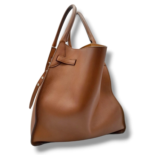 37 - A large Celine Brown Leather Tote Bag. Come with an original card. 2 top handles with an adjustable ... 