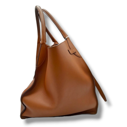 37 - A large Celine Brown Leather Tote Bag. Come with an original card. 2 top handles with an adjustable ... 