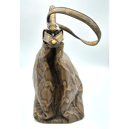 69 - A Large Fendi Brown Python Peekaboo Handle Bag. Come with an internal zipped pocket and double twist... 