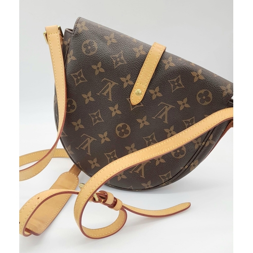 108 - A Louis Vuitton Monogram Canvas Chantilly PM Shoulder Bag. Leather trim and shoulder strap. Brown te... 