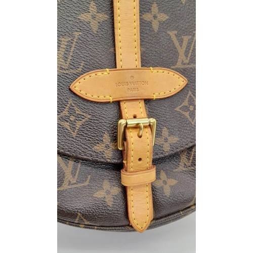 108 - A Louis Vuitton Monogram Canvas Chantilly PM Shoulder Bag. Leather trim and shoulder strap. Brown te... 