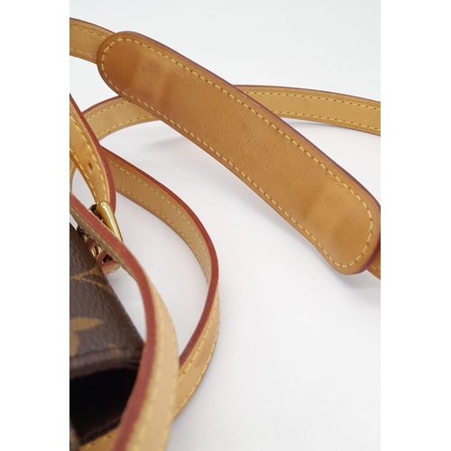 108 - A Louis Vuitton Monogram Canvas Chantilly PM Shoulder Bag. Leather trim and shoulder strap. Brown te... 