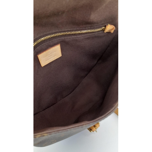 108 - A Louis Vuitton Monogram Canvas Chantilly PM Shoulder Bag. Leather trim and shoulder strap. Brown te... 