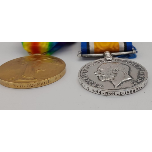 173 - WW1 1914 “Mons” Star Trio with 5 th Aug-22 nd Nov 1914 Bar. Awarded to 80319 Gnr Walter H Durrant Ro... 