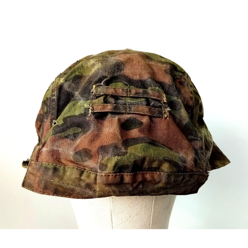 306 - WW2 German Reversible German Helmet Cover with 1 broken clasp.