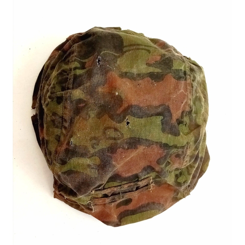 306 - WW2 German Reversible German Helmet Cover with 1 broken clasp.