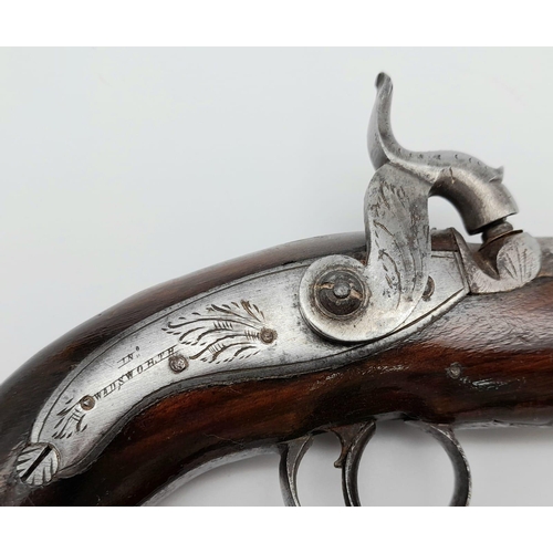 15 - A pair of Antique 54 Bore Percussion Travelling Pistols by Wadsworth of London.  4