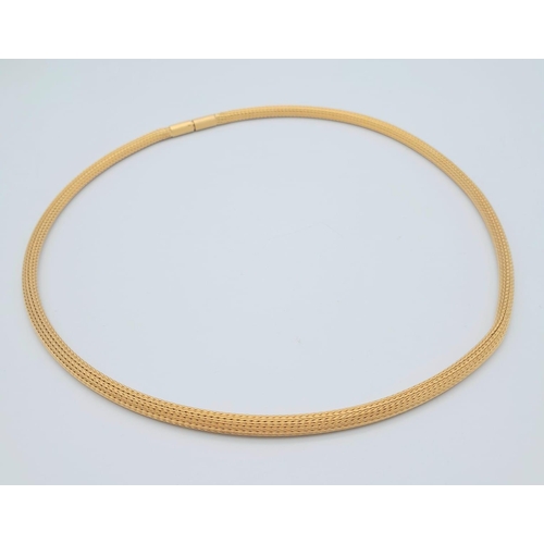 128 - A 18K Yellow Gold Woven Fox-Tail Necklace. 44cm length. 23.2g weight.