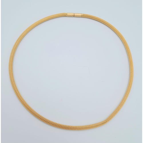 128 - A 18K Yellow Gold Woven Fox-Tail Necklace. 44cm length. 23.2g weight.