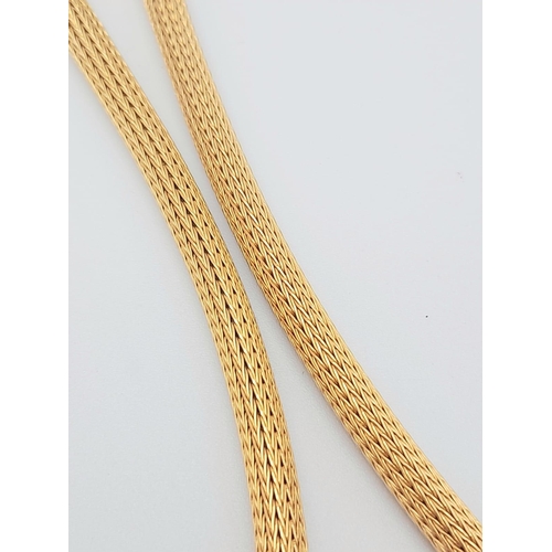 128 - A 18K Yellow Gold Woven Fox-Tail Necklace. 44cm length. 23.2g weight.