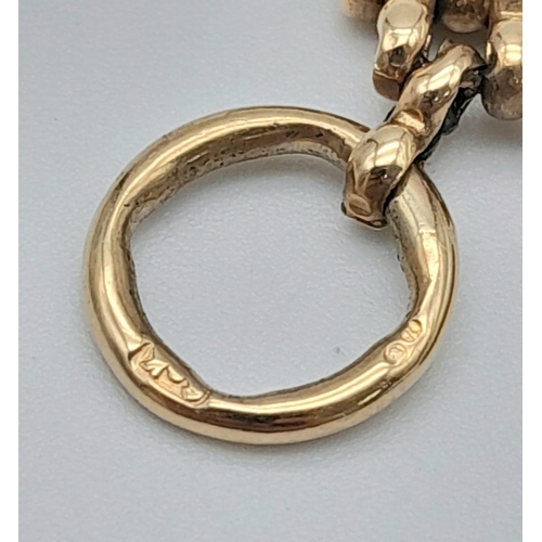 18 - A Beautifully Constructed 9K Yellow Gold Gate Bracelet with Heart Clasp. 18cm. 28.06g weight.