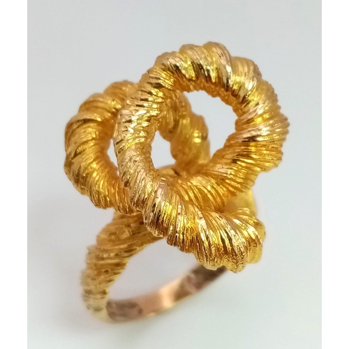 153 - A 9 K yellow gold ring with a massive knot (the biggest we have ever seen!), hand crafted by the Sco... 