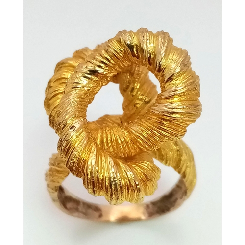 153 - A 9 K yellow gold ring with a massive knot (the biggest we have ever seen!), hand crafted by the Sco... 