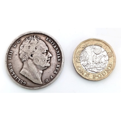 304 - An 1836 William IV Halfcrown Silver Coin. WW script. S3834. Please see photos for conditions